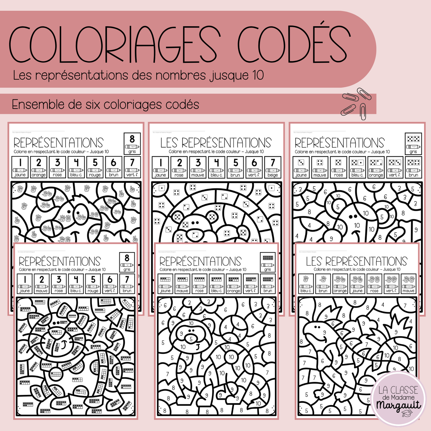 Coloriages codés - Les représentations des nombres jusque 10