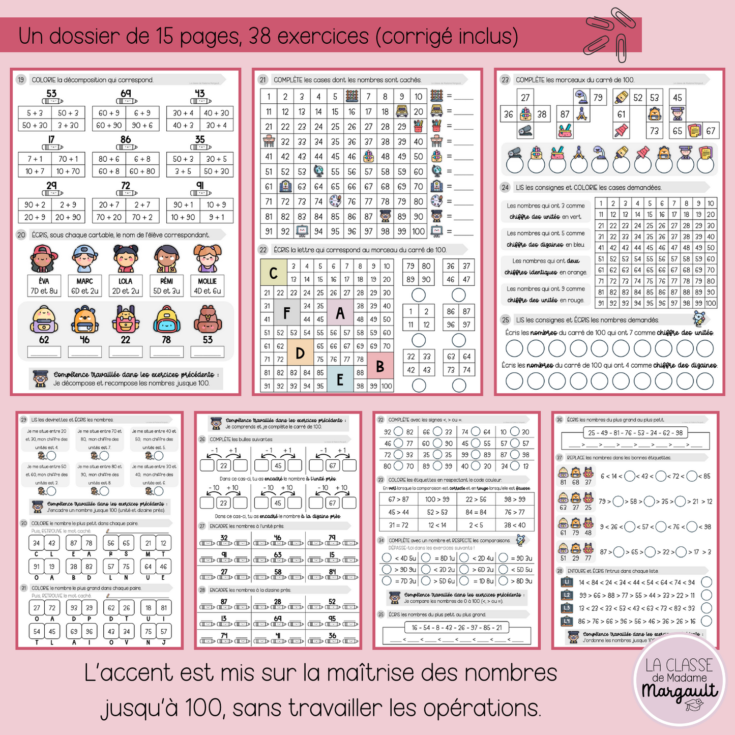 Les nombres jusque 100