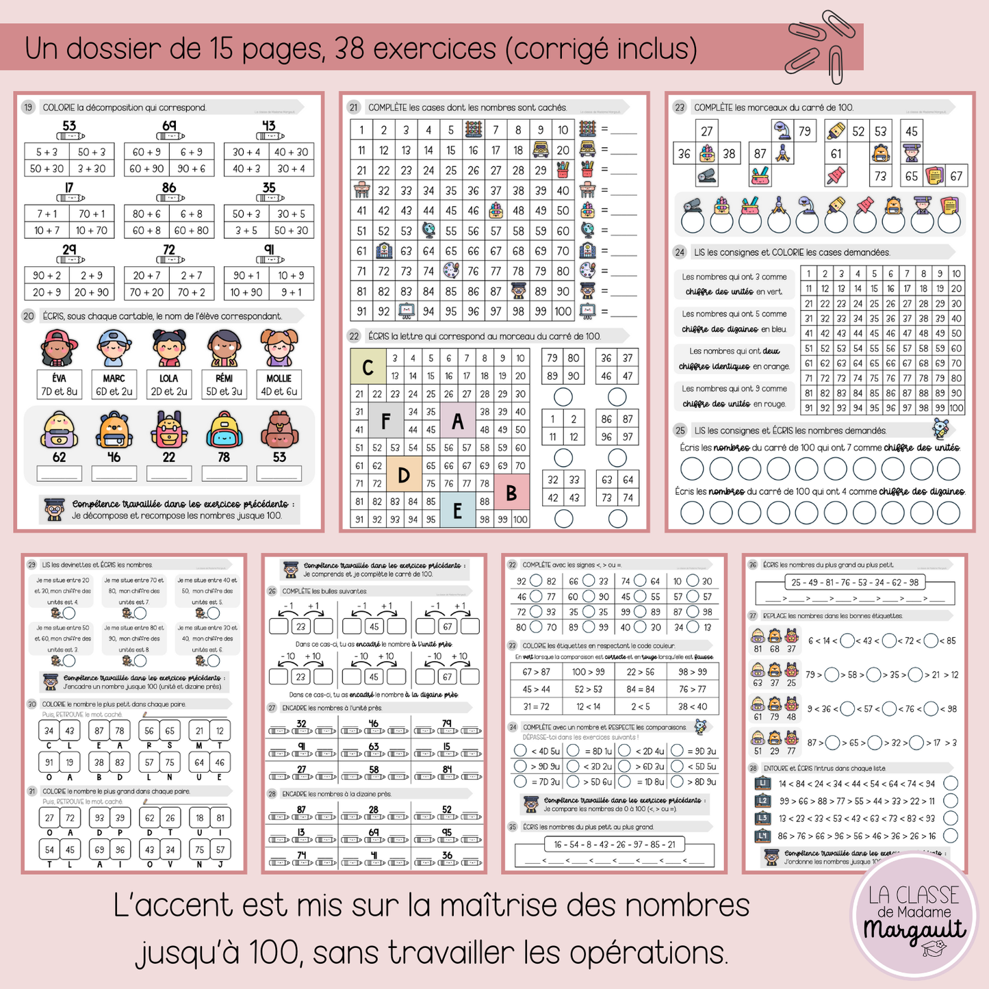 Les nombres jusque 100