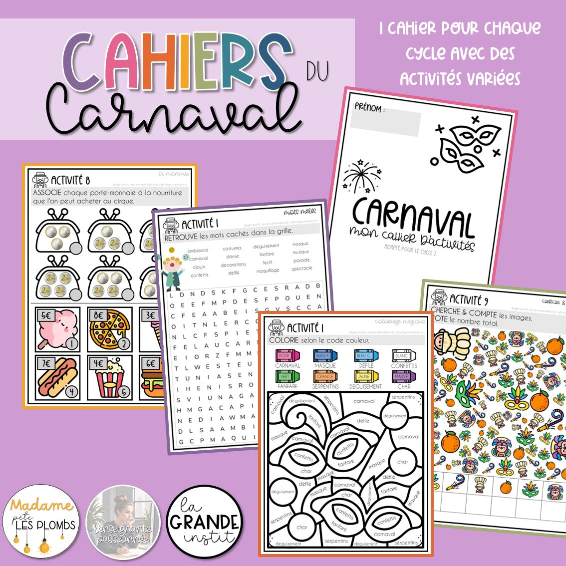 Des cahiers d'activités pour le carnaval