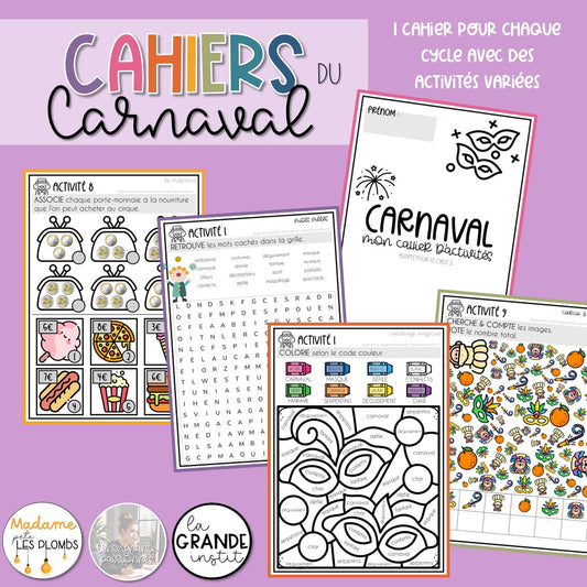 Des cahiers d'activités pour le carnaval