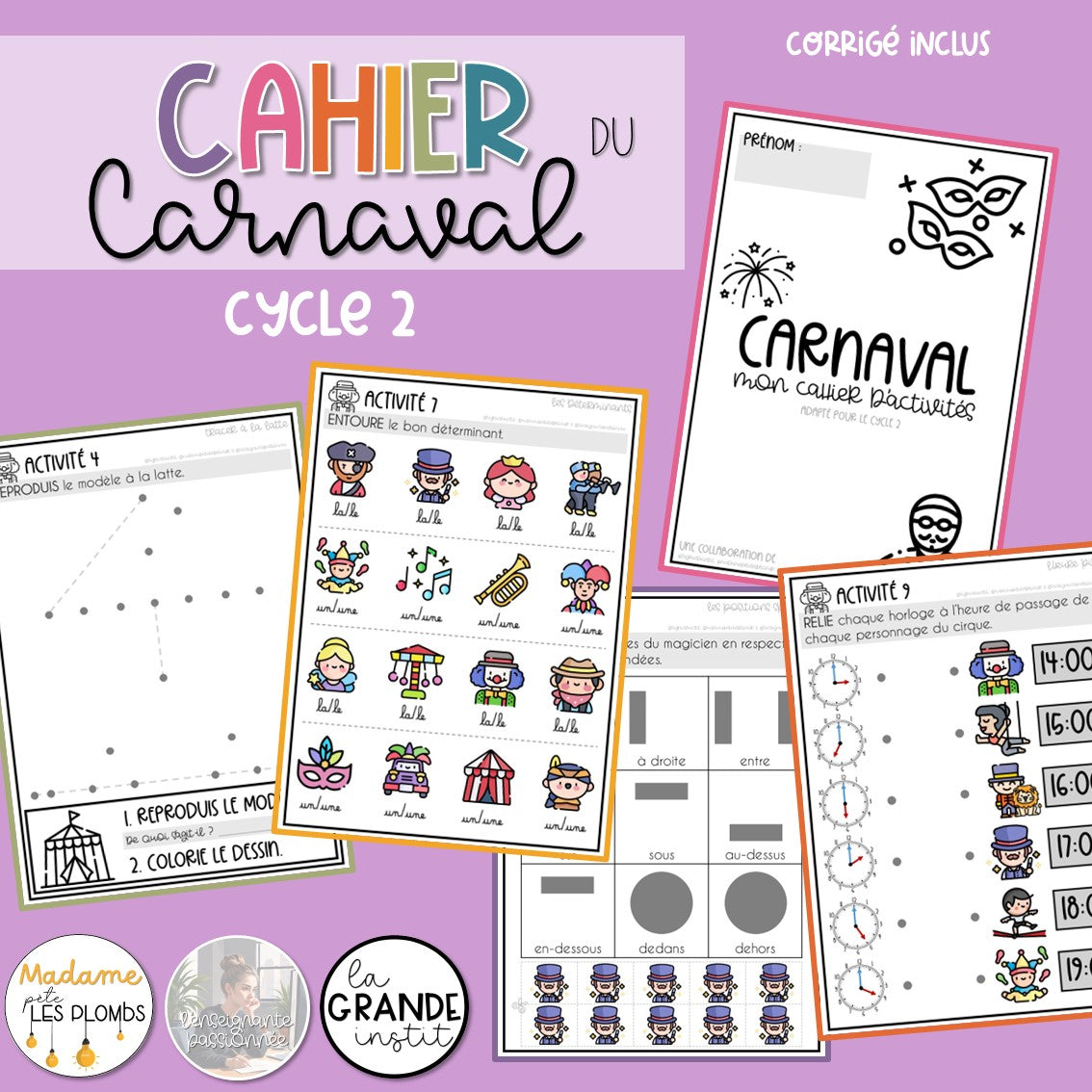 Des cahiers d'activités pour le carnaval