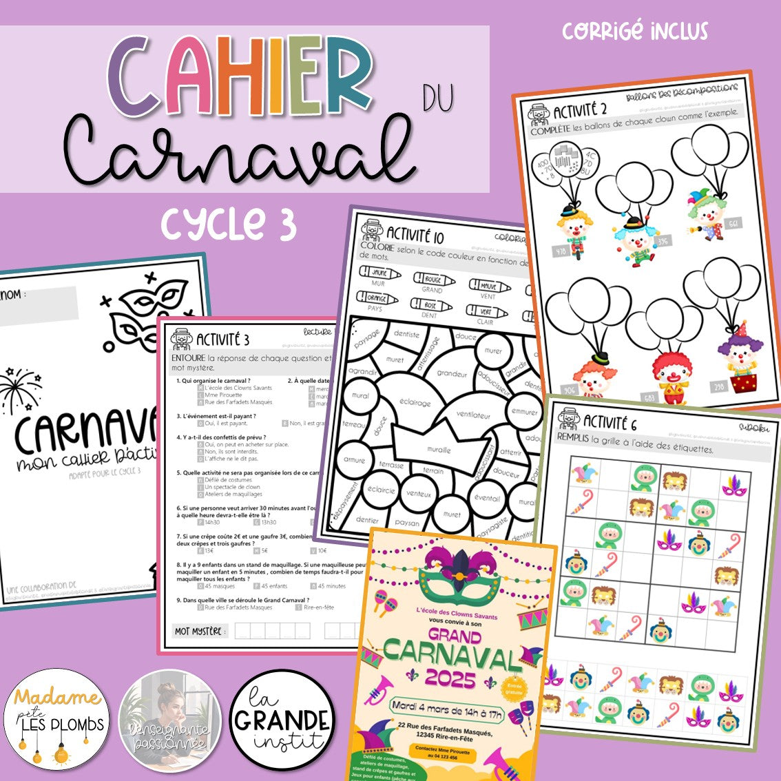 Des cahiers d'activités pour le carnaval