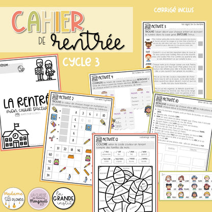 Des cahiers d'activités pour la rentrée scolaire
