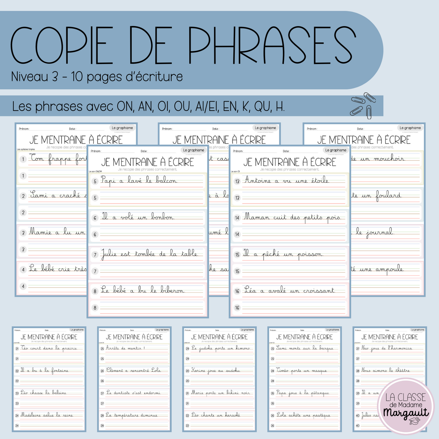 Copie de phrases - Niveau 3