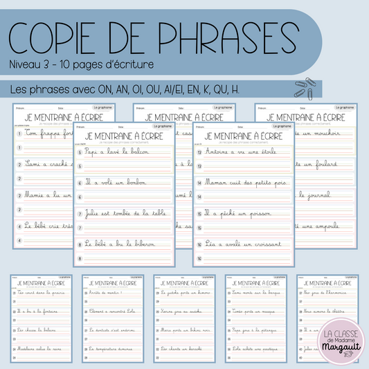 Copie de phrases - Niveau 3