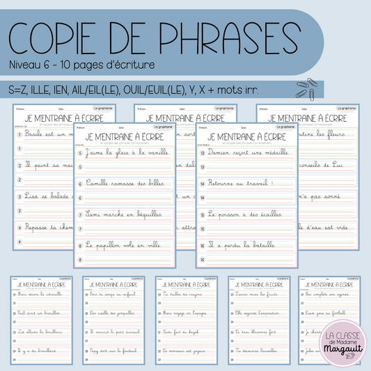 Copie de phrases - Niveau 6