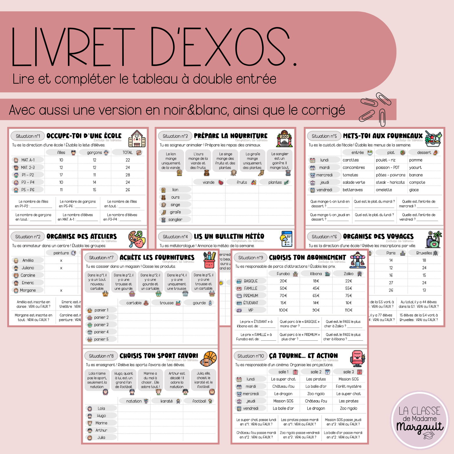 Le tableau à double entrée