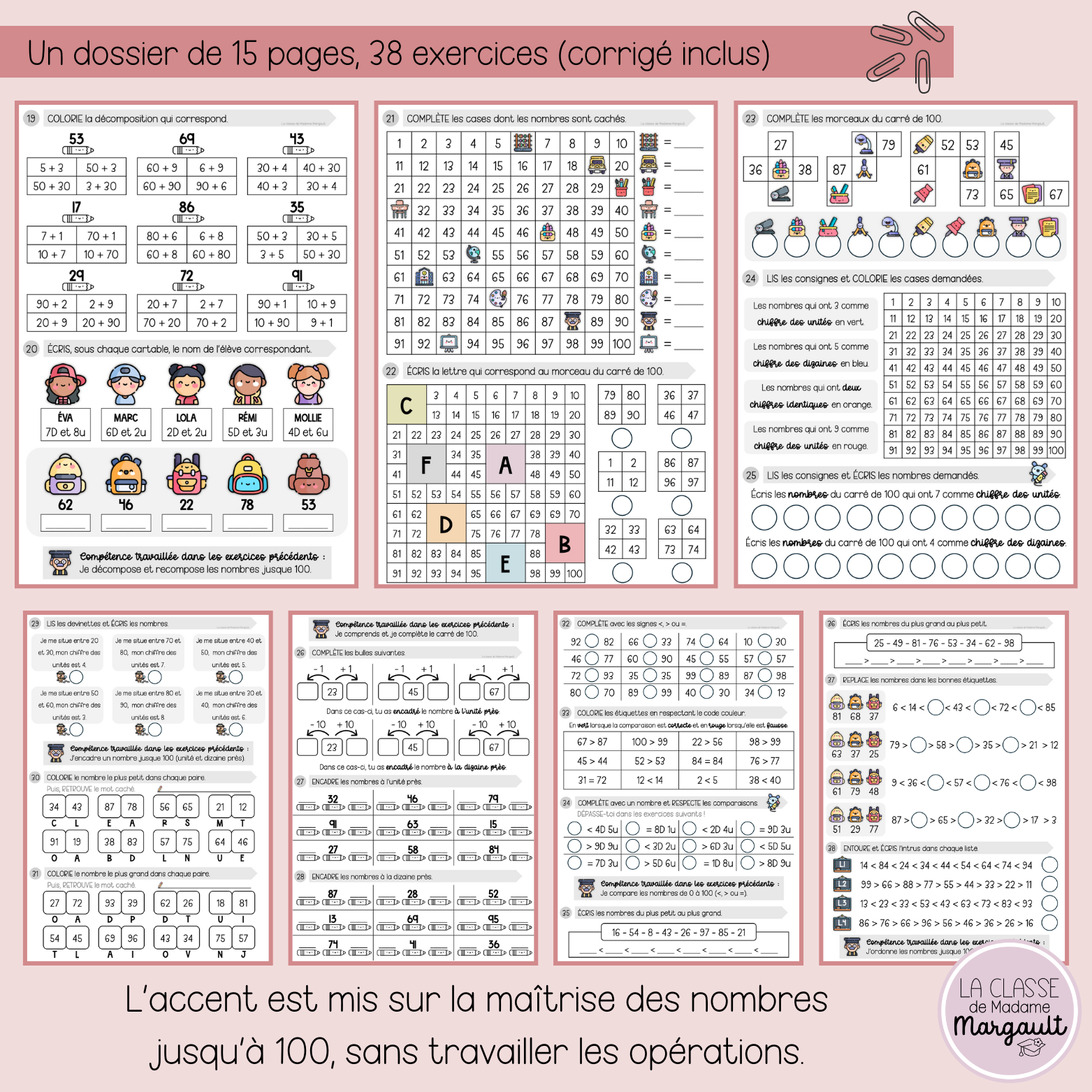 Les nombres jusque 100